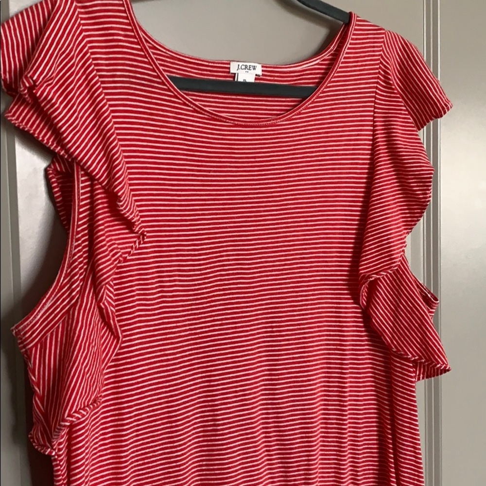 Jcrew T-shirt red/white ruffle dress